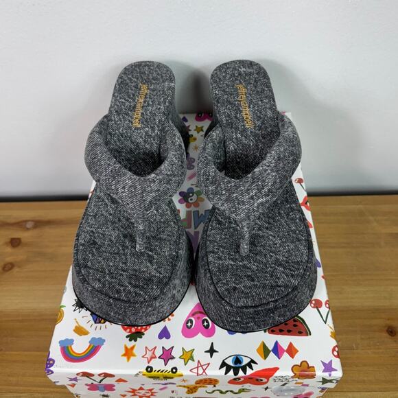 New Jeffrey Campbell Denim Drippin Sandal in Black Women's 8 - Picture 1 of 7